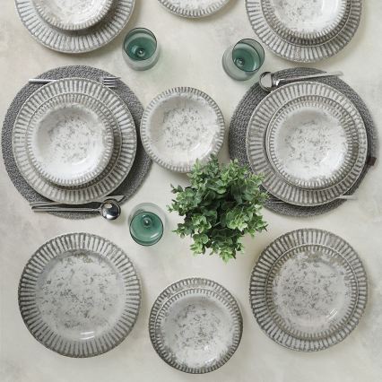 Set da tavola 18 pezzi grigio/ceramica