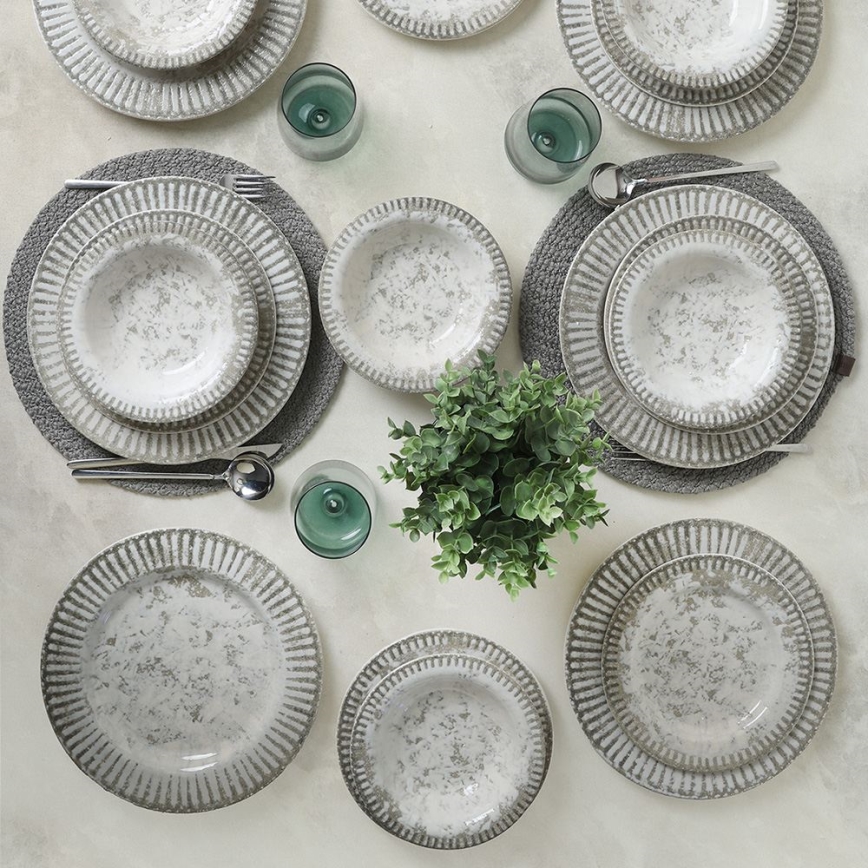 Set da tavola 18 pezzi grigio/ceramica