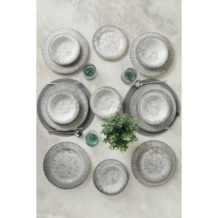 Set da tavola 18 pezzi grigio/ceramica