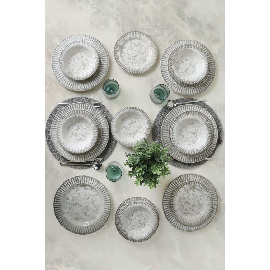 Set da tavola 18 pezzi grigio/ceramica