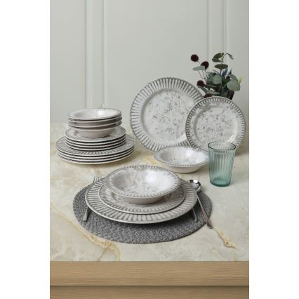 Set da tavola 18 pezzi grigio/ceramica