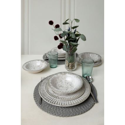 Set da tavola 18 pezzi grigio/ceramica