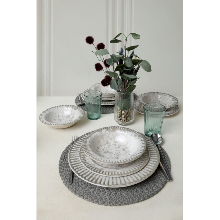 Set da tavola 18 pezzi grigio/ceramica