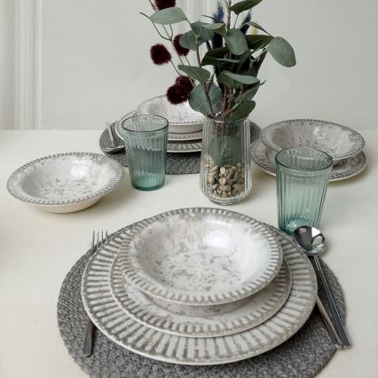 Set da tavola 18 pezzi grigio/ceramica