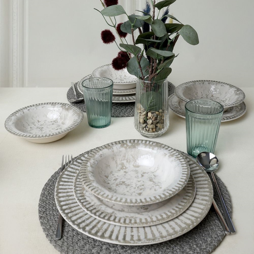 Set da tavola 18 pezzi grigio/ceramica