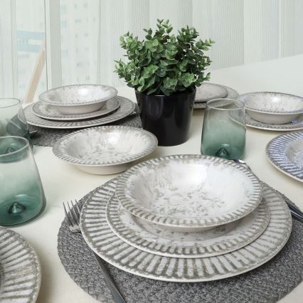 Set da tavola 18 pezzi grigio/ceramica