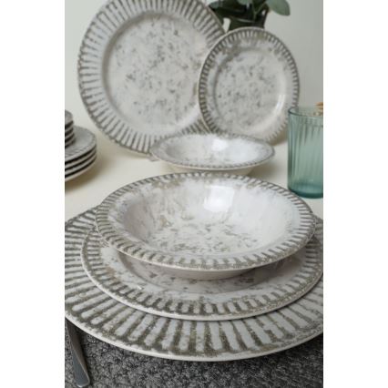 Set da tavola 18 pezzi grigio/ceramica