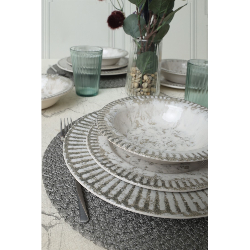 Set da tavola 18 pezzi grigio/ceramica