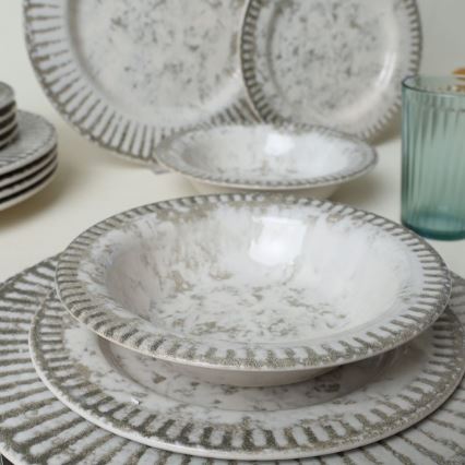 Set da tavola 18 pezzi grigio/ceramica