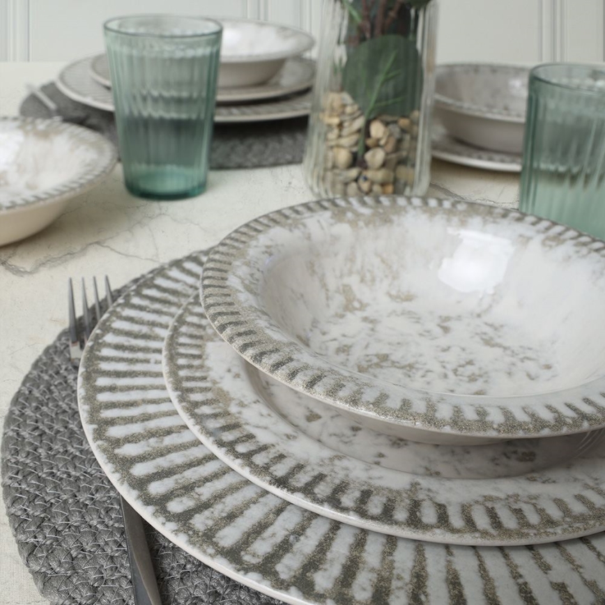 Set da tavola 18 pezzi grigio/ceramica