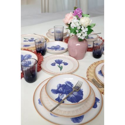 Set da tavola 18 pezzi in ceramica bianco/blu/beige