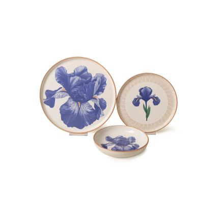 Set da tavola 18 pezzi in ceramica bianco/blu/beige