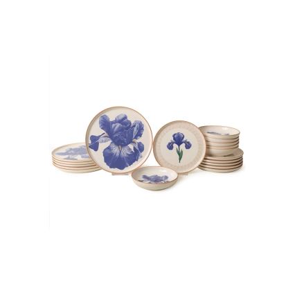Set da tavola 18 pezzi in ceramica bianco/blu/beige