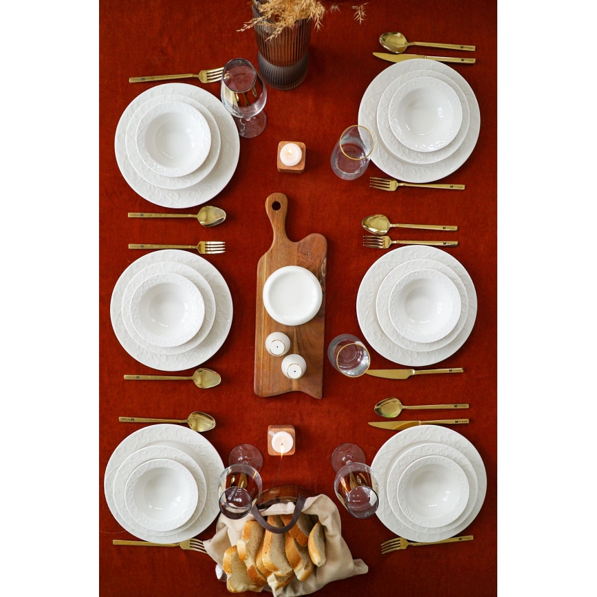 Set da tavola 18 pezzi in porcellana bianca