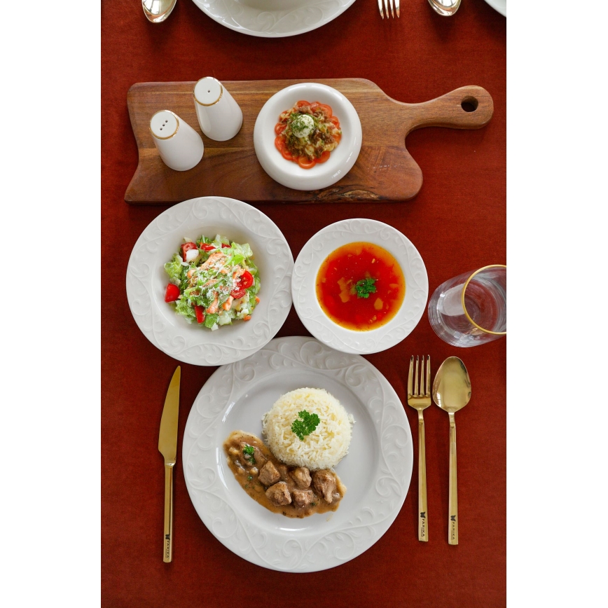 Set da tavola 18 pezzi in porcellana bianca