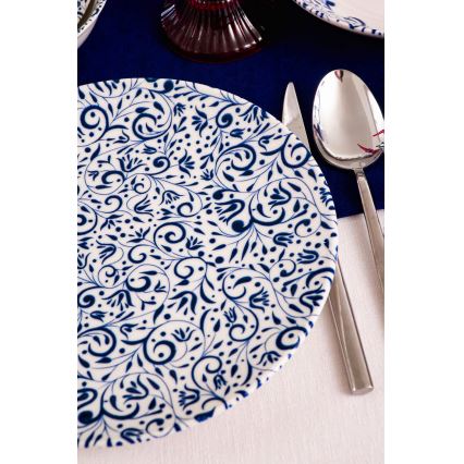 Set da tavola 18 pezzi in porcellana, bianco/blu