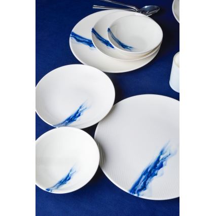 Set da tavola 18 pezzi in porcellana, bianco/blu
