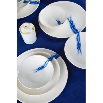 Set da tavola 18 pezzi in porcellana, bianco/blu