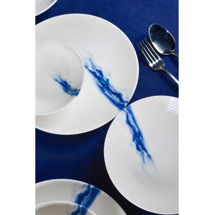 Set da tavola 18 pezzi in porcellana, bianco/blu