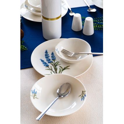 Set da tavola 18 pezzi in porcellana, bianco/blu/verde