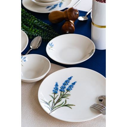 Set da tavola 18 pezzi in porcellana, bianco/blu/verde
