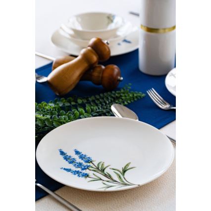 Set da tavola 18 pezzi in porcellana, bianco/blu/verde