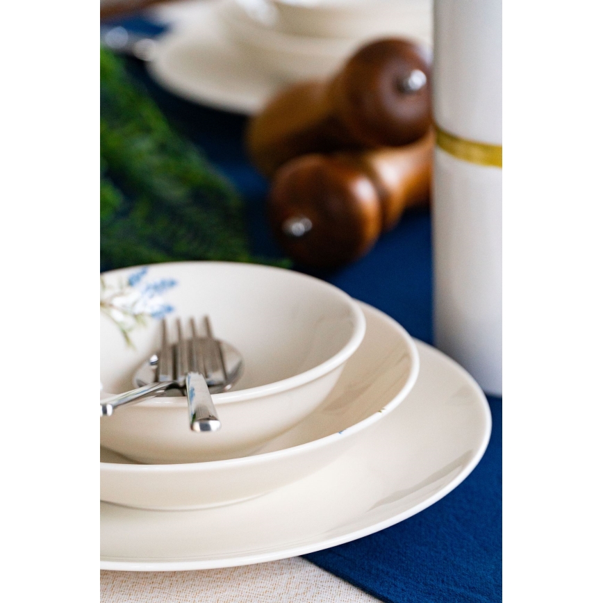 Set da tavola 18 pezzi in porcellana, bianco/blu/verde