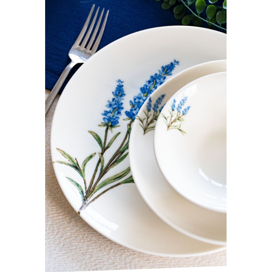 Set da tavola 18 pezzi in porcellana, bianco/blu/verde