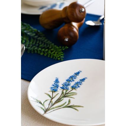 Set da tavola 18 pezzi in porcellana, bianco/blu/verde
