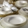 Set da tavola 18 pezzi in porcellana, bianco con finiture dorate