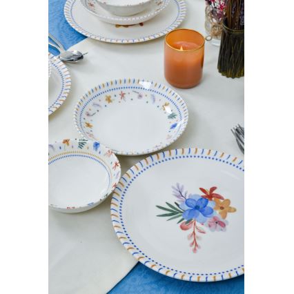 Set da tavola 18 pezzi in porcellana multicolore