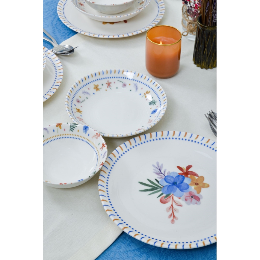 Set da tavola 18 pezzi in porcellana multicolore