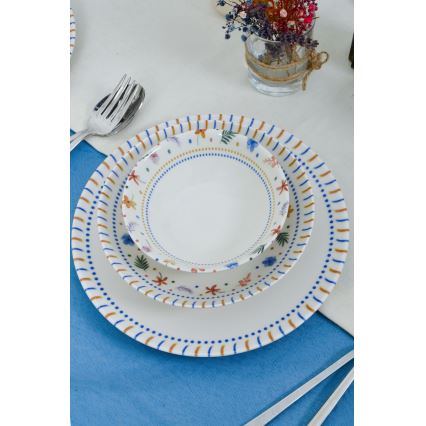 Set da tavola 18 pezzi in porcellana multicolore
