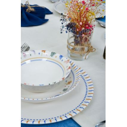 Set da tavola 18 pezzi in porcellana multicolore