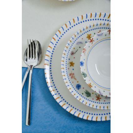 Set da tavola 18 pezzi in porcellana multicolore
