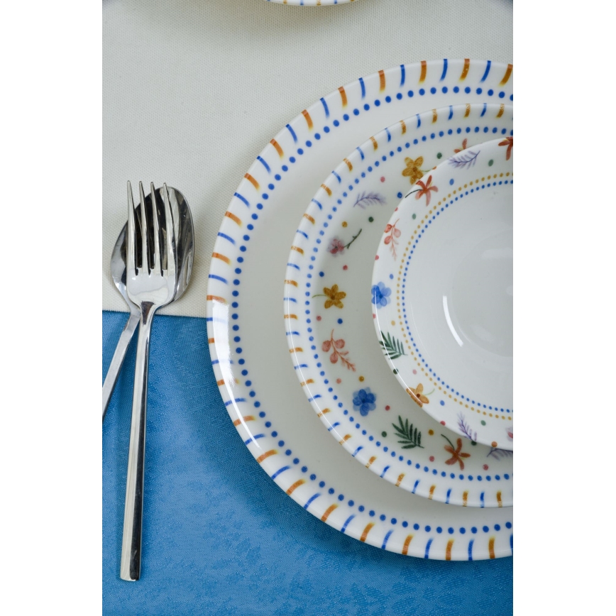 Set da tavola 18 pezzi in porcellana multicolore