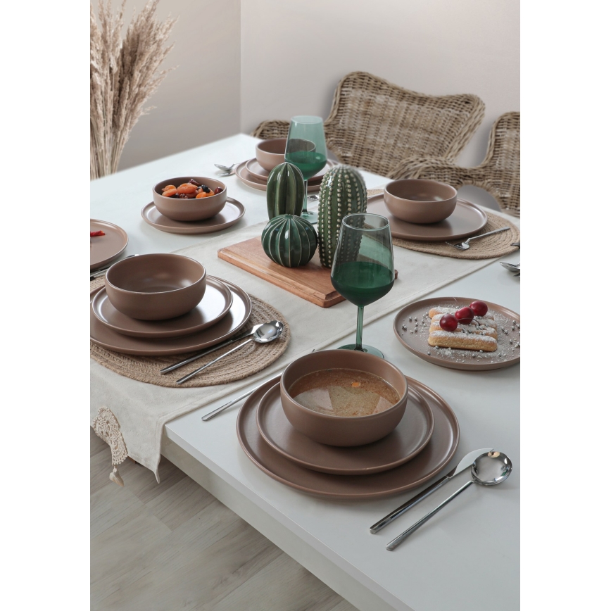 Set da tavola 18 pezzi marrone/ceramica