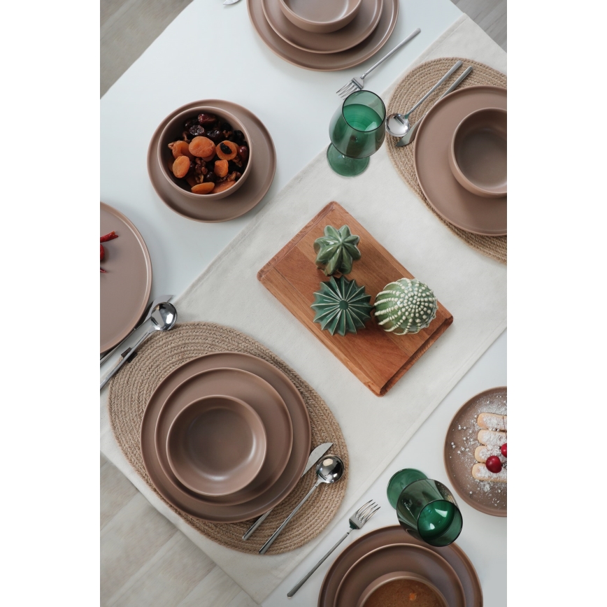 Set da tavola 18 pezzi marrone/ceramica