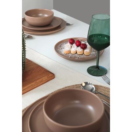 Set da tavola 18 pezzi marrone/ceramica