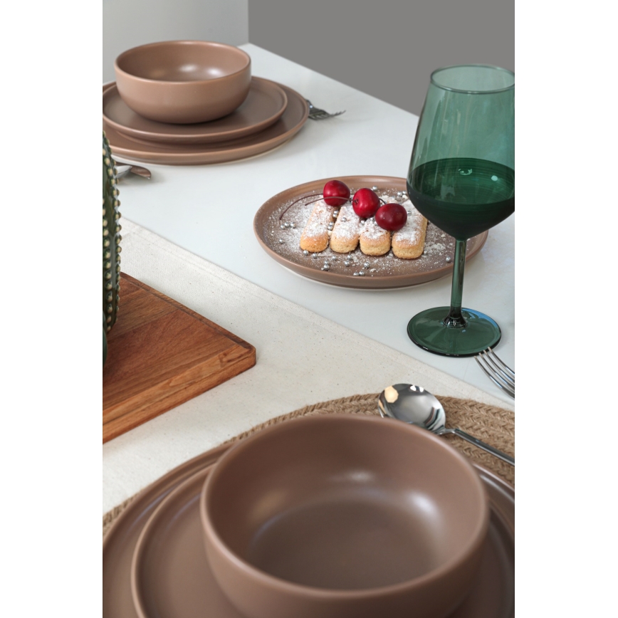 Set da tavola 18 pezzi marrone/ceramica