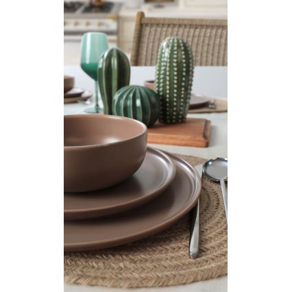 Set da tavola 18 pezzi marrone/ceramica