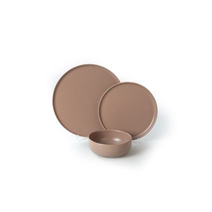 Set da tavola 18 pezzi marrone/ceramica