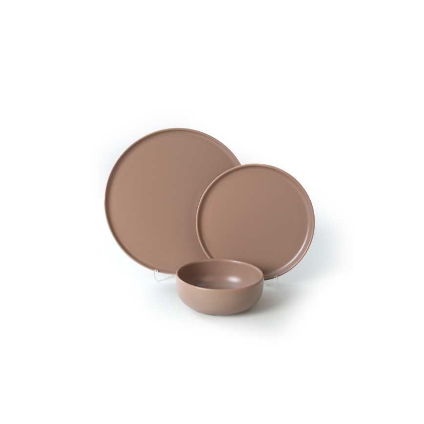 Set da tavola 18 pezzi marrone/ceramica