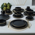 Set da tavola 20 pezzi nero/oro/gres