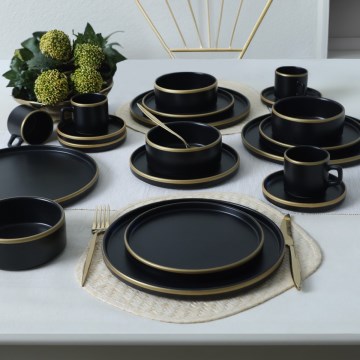 Set da tavola 20 pezzi nero/oro/gres