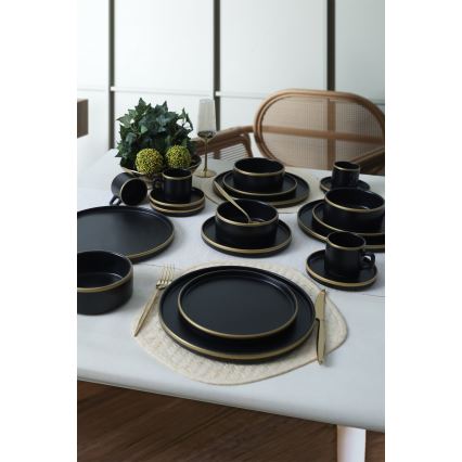 Set da tavola 20 pezzi nero/oro/gres