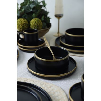 Set da tavola 20 pezzi nero/oro/gres
