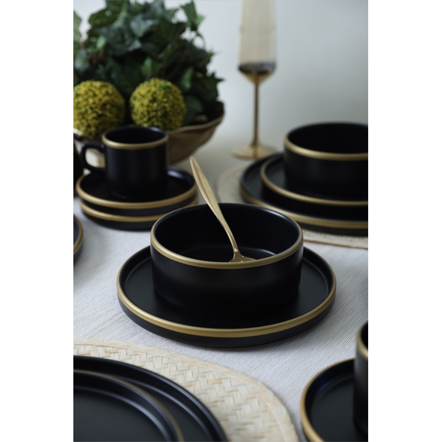 Set da tavola 20 pezzi nero/oro/gres