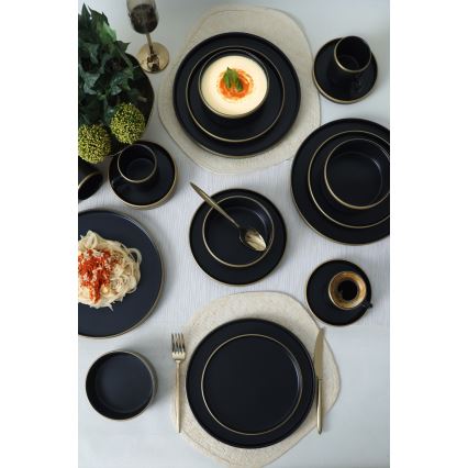 Set da tavola 20 pezzi nero/oro/gres