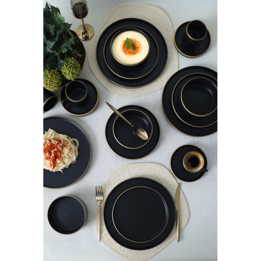 Set da tavola 20 pezzi nero/oro/gres